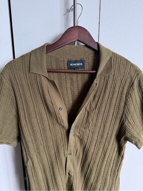 Bonobos Olive Knit Button-Up Polo Sweater